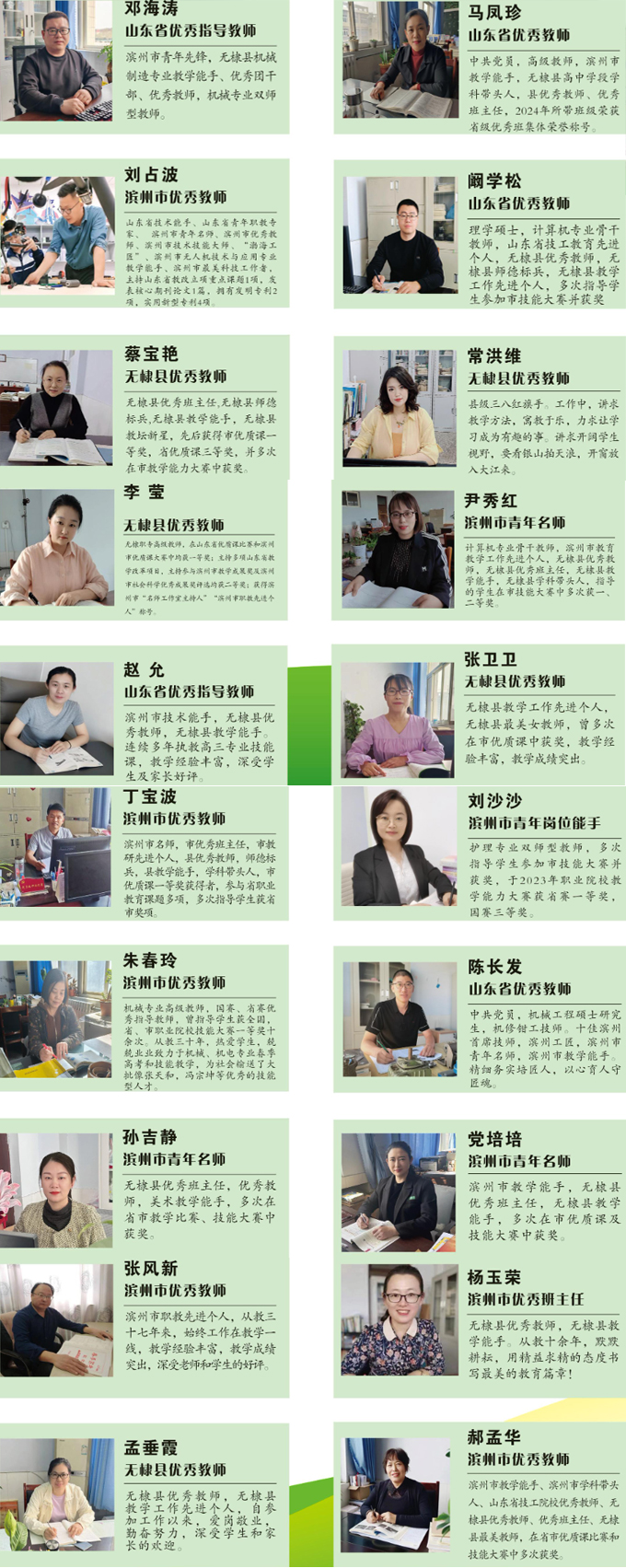 無棣縣職業中專優秀教師簡介